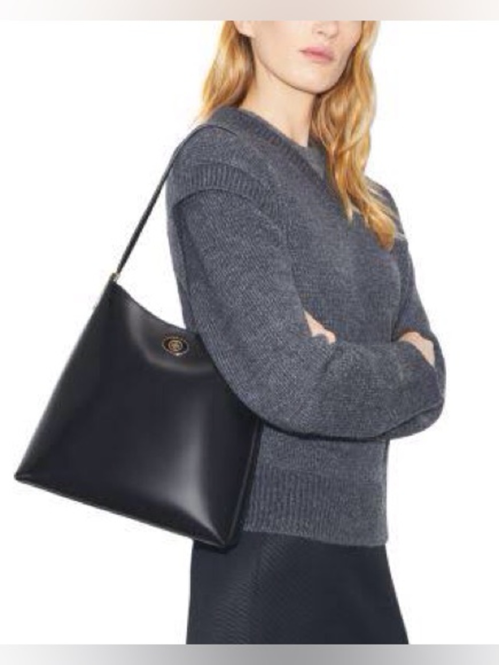 Tory Burch Robinson Spazzolato Black Handbag